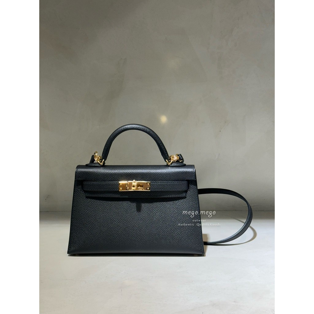 HERMÈS Mini Kelly 2代 黑色 金扣 | 蝦皮購物
