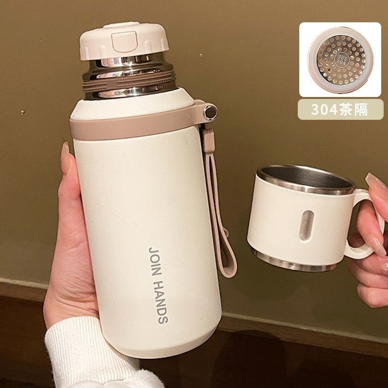 【SHIYI】保溫杯 大容量女生水杯 大號高顏值 茶水分離帶 杯蓋喝水水壺 不鏽鋼保溫杯