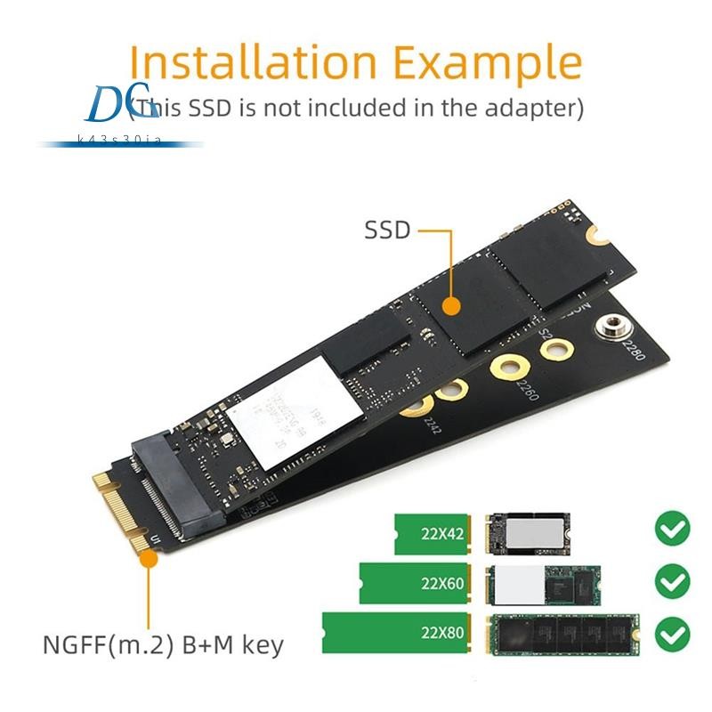 M.2 (NGFF) Key B+M 轉 Key M 適配器 .2 NGFF SSD 適配器,適用於 PCI-E Bus | 蝦皮購物