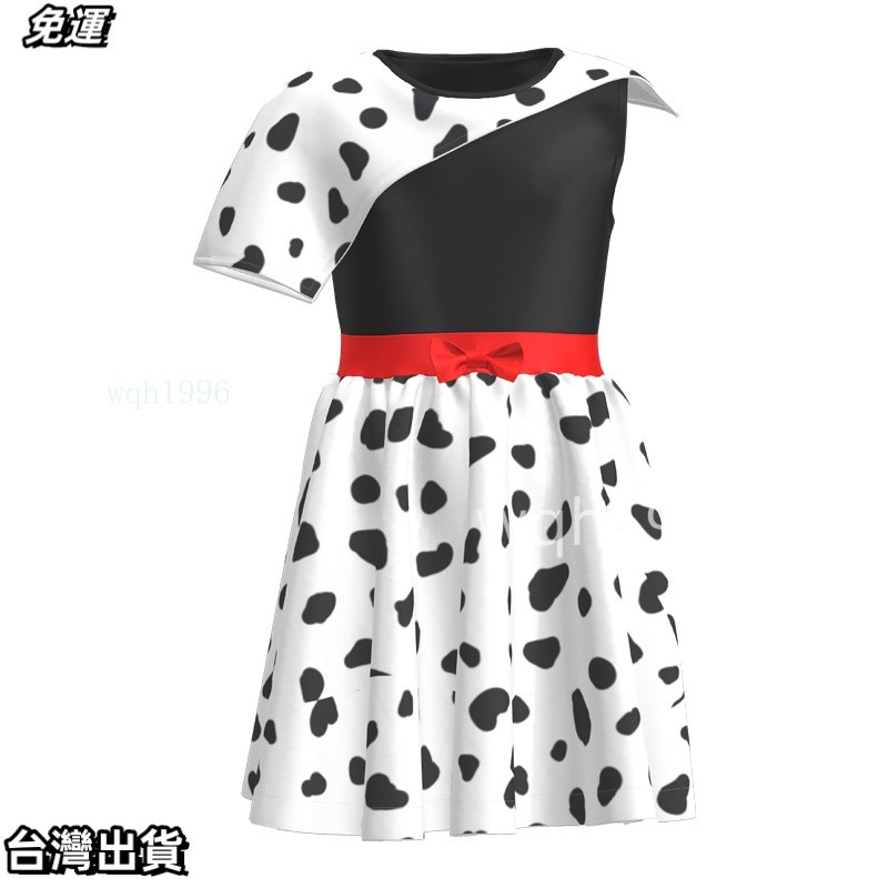 萬聖節服飾 101忠狗黑白魔女庫伊拉 Cruella de Vil cosplay服裝斑點狗數碼印 | 蝦皮購物