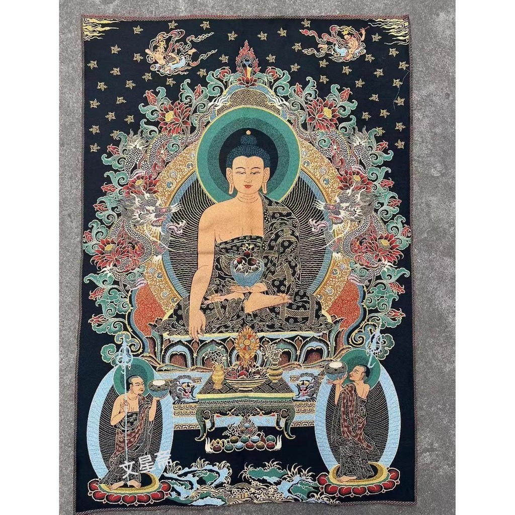 釋迦牟尼佛唐卡刺繡織錦繡西藏佛像玄關畫金絲掛畫藏傳畫像裝飾畫 | 蝦皮購物