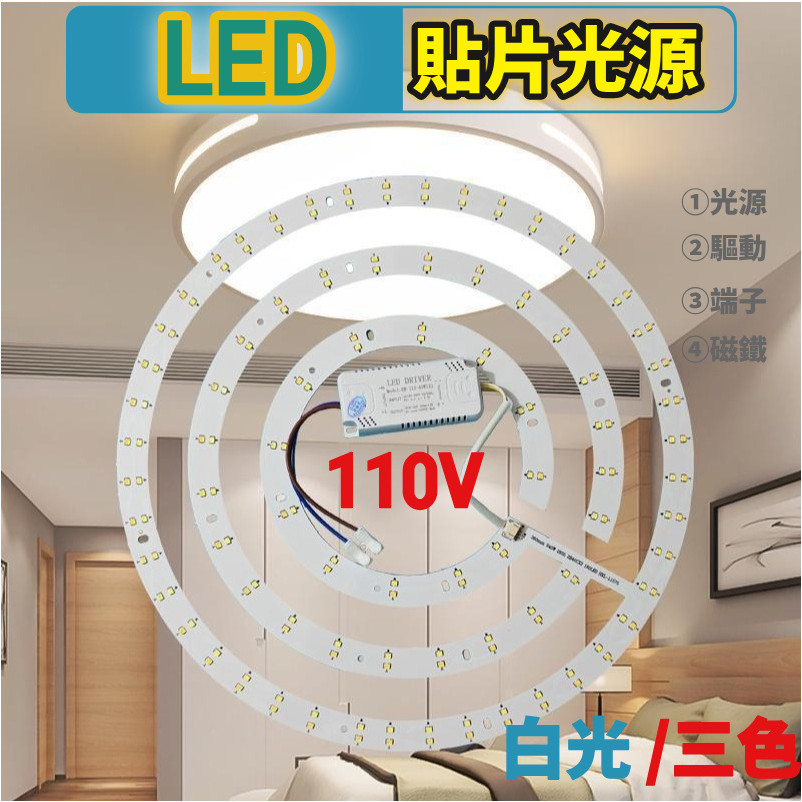110v/LED貼片光源 72w吸頂燈燈芯 磁吸燈片 圓型燈盤 改造led燈光源 風扇燈三色變光led光源 超薄貼片燈芯 | 蝦皮購物