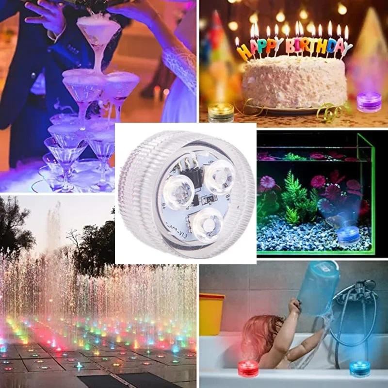 遙控潛水 3 LED 水下燈帶電池 RGB 夜燈適用於魚缸游泳池婚禮派對燈 | 蝦皮購物