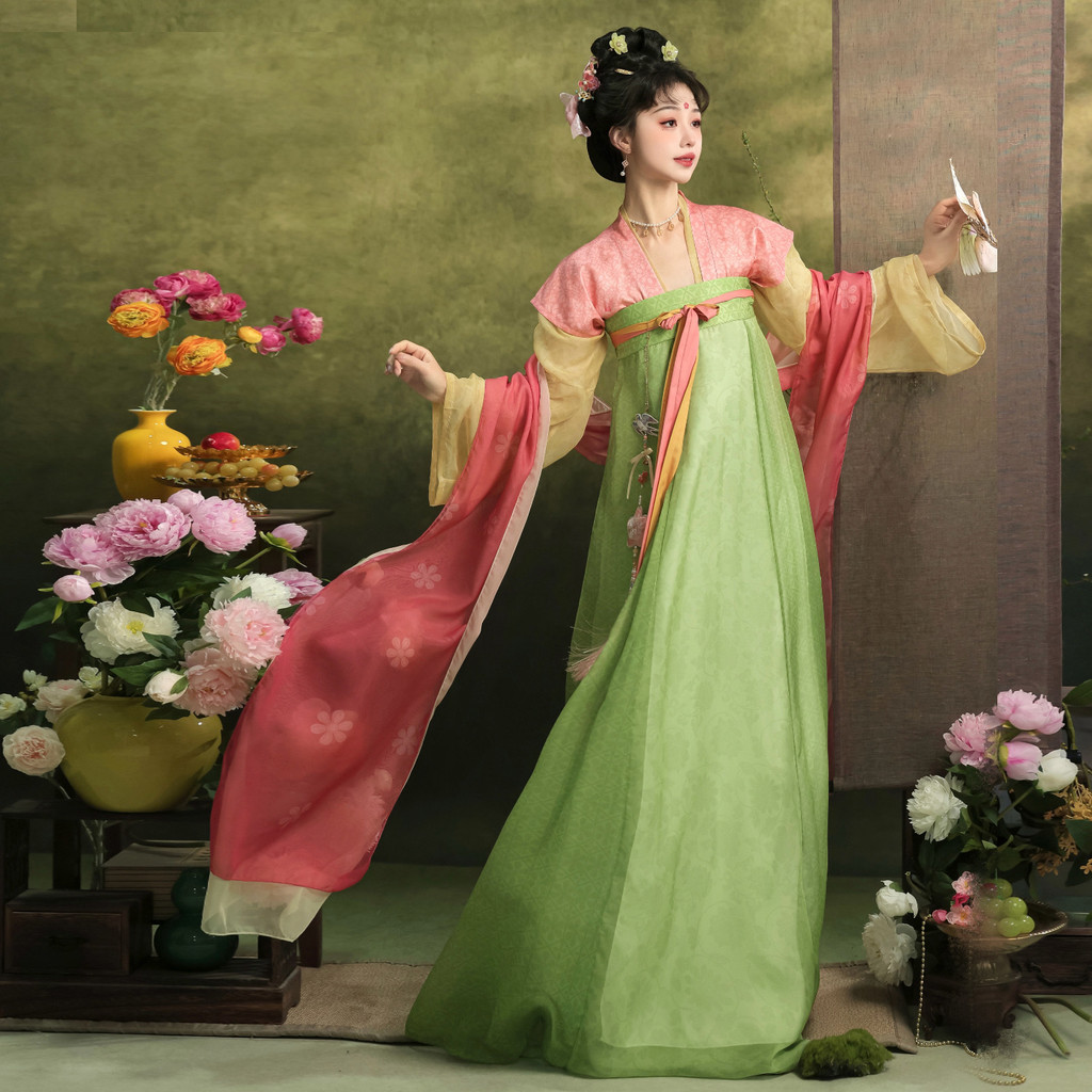 梨花閣亭原創漢服女春棠復原唐褙子齊胸破裙日常仙氣春7.11b | 蝦皮購物