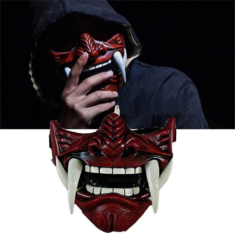 Pinkcat0 日本武士鬼鬼面具萬聖節惡魔武士角色扮演恐怖般若殺手面具派對服裝道具 TW | 蝦皮購物