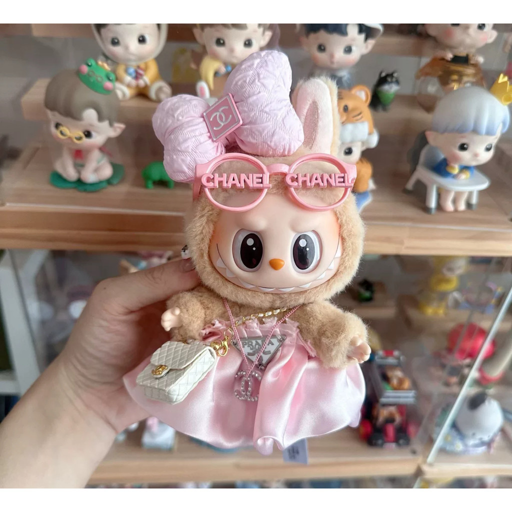 labubu ぬい服 ブランド風 chanel miumiu LABUBU ぬいぐるみ 服 ぬいぐるみ 3つセット シャネル風ツイード