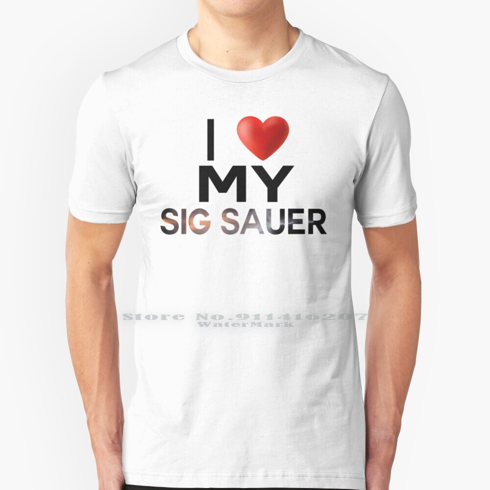 我愛我的 Sig Sauer T 恤 100% 純棉槍槍搞笑 Nra 成人游泳動漫卡通酷槍手極客極客夾克標誌 | 蝦皮購物