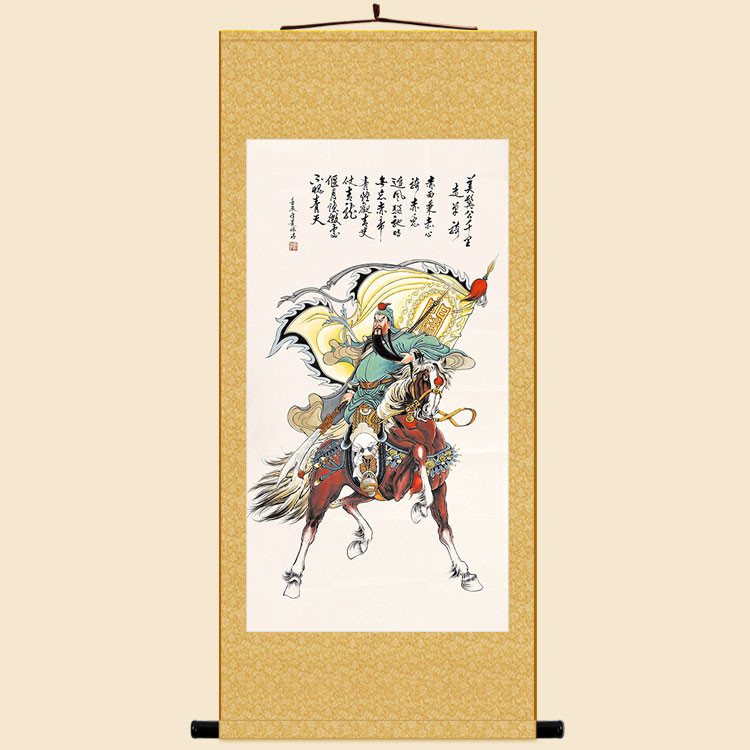 美髯公千里走單騎 關公關羽人物畫像 復古著飾畫絹布卷軸掛畫訂製 | 蝦皮購物