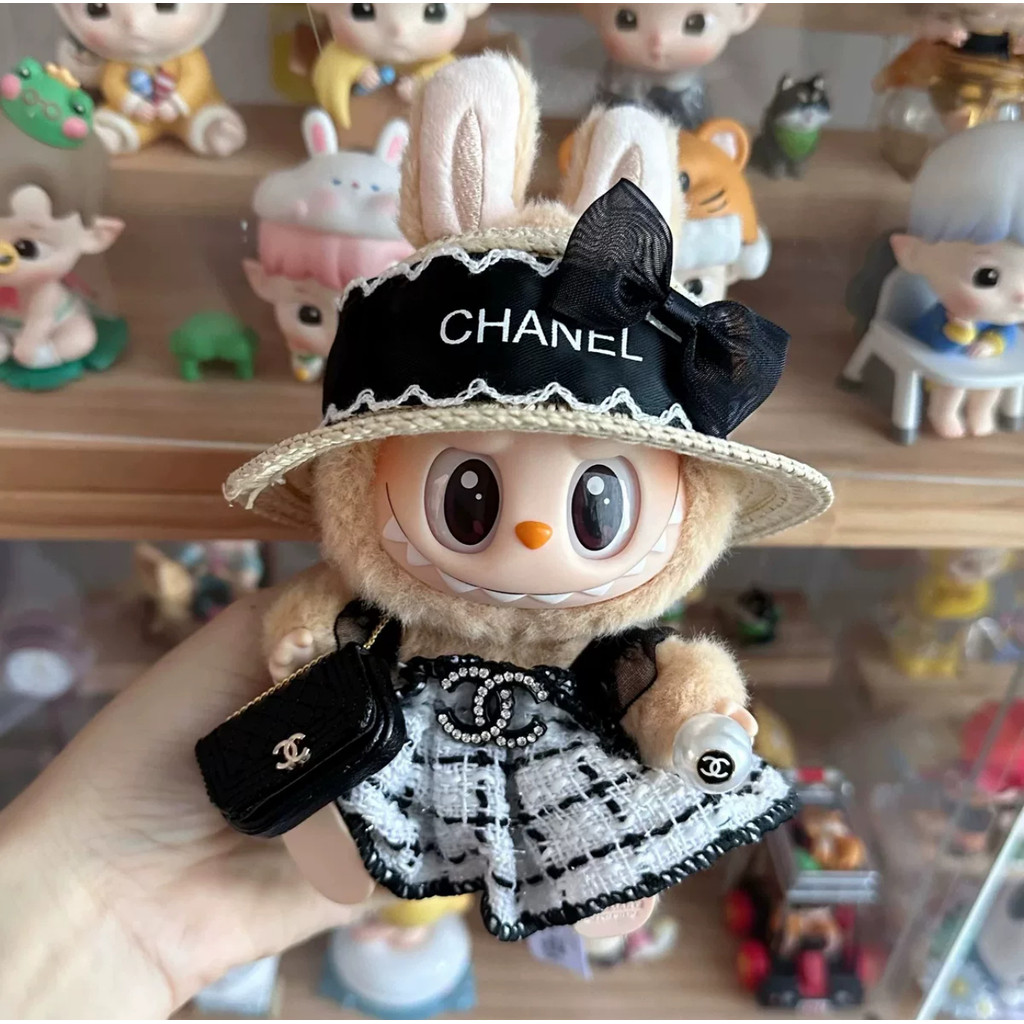 labubu ぬい服 ブランド風 chanel miumiu LABUBU ぬいぐるみ 服 ぬいぐるみ 3つセット シャネル風ツイード