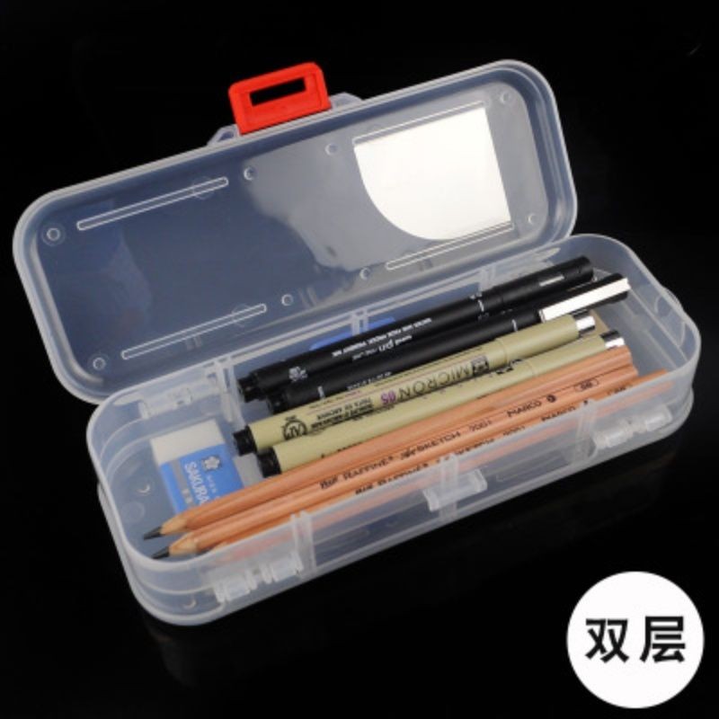 雙層鉛筆盒 塑料鉛筆盒 文具盒 收納盒 透明塑料雙麵雙開文 | 蝦皮購物