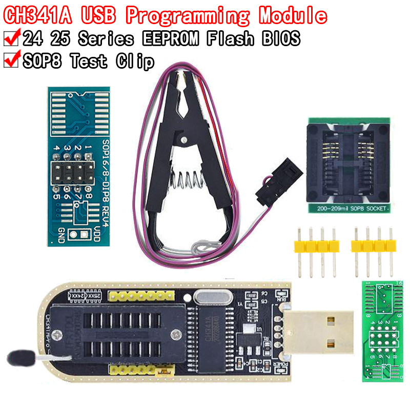 CH341A XTW100 24 25 系列 EEPROM Flash BIOS CH341 USB 編程模塊 + SO | 蝦皮購物