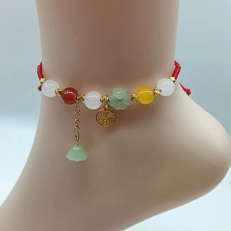 腳鏈 (Anklets) 手工編織手鍊腳鏈小眾高顏值抽拉式腳鏈女紅繩 新款 現貨 24.10.19 | 蝦皮購物