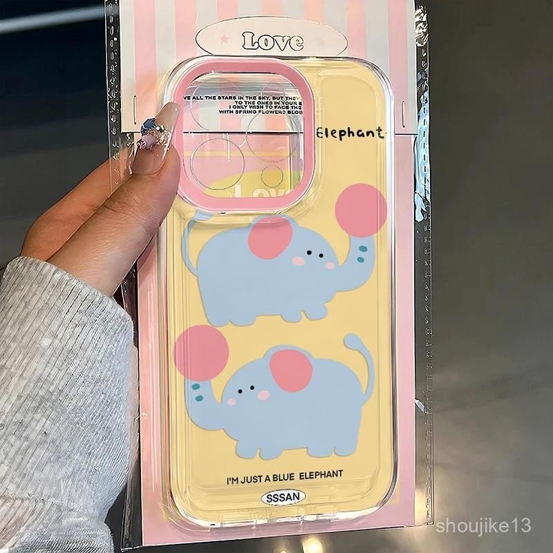卡通Pop和Tip大象設計有趣和半透明可愛手機殻，兼容性包括Phone 15、11、12、13、14、16 Pro MA | 蝦皮購物