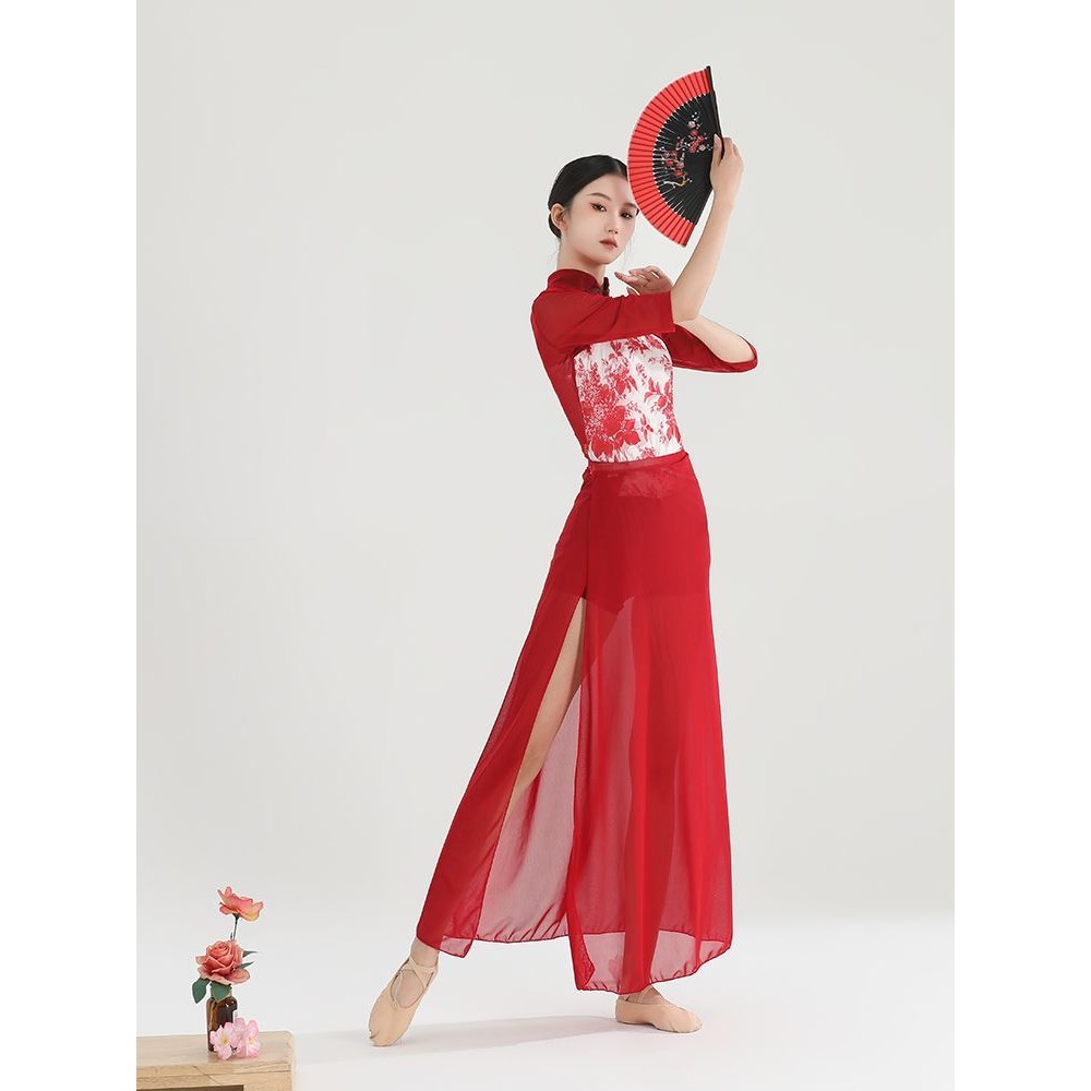 古典表演服藝考表表演服復古新中式專用旗袍裙舞蹈服練功服半身裙 | 蝦皮購物