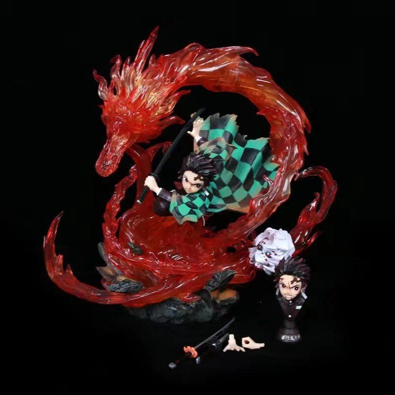 鬼滅之刃 GK 簡刻火龍炭治郎 可髮光 可換麵手辦模型桌麵擺件 | 蝦皮購物