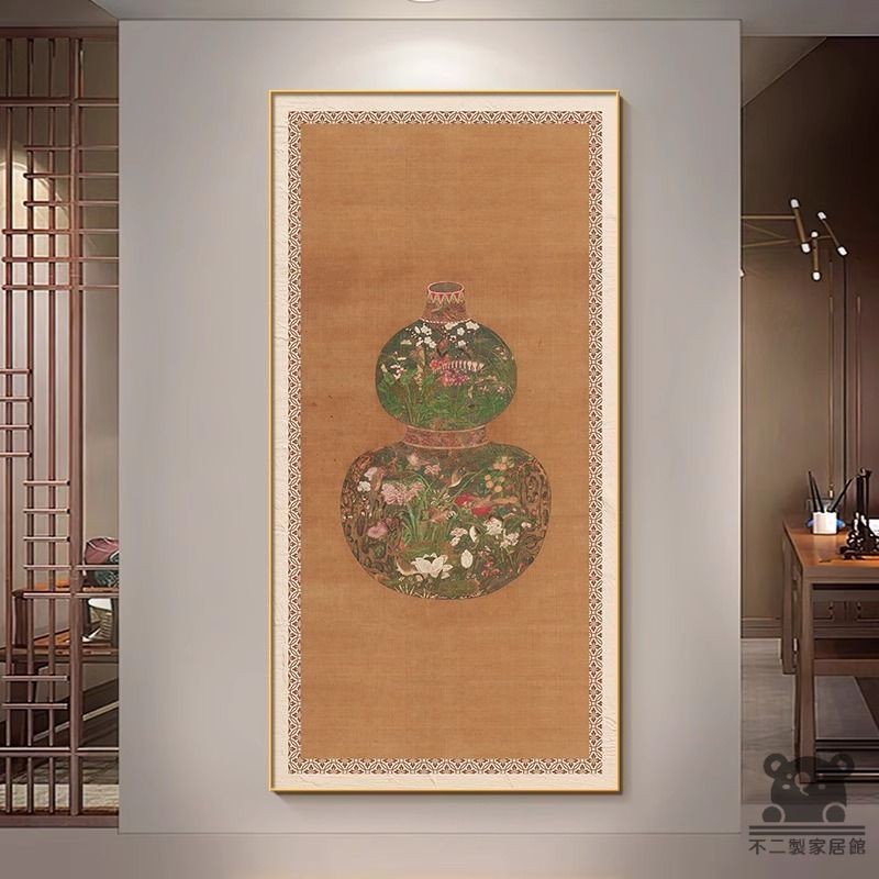 葫蘆掛畫免運】入戶玄關裝飾畫福祿吉祥圖過道壁畫新中式掛畫玄關