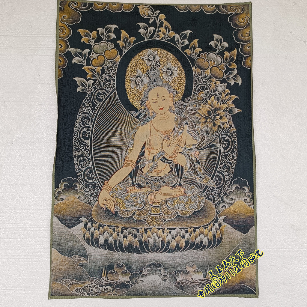 唐卡刺繡黃度母像布畫織錦掛畫壁畫客廳裝飾畫藏佛觀音菩薩像佛堂 | 蝦皮購物