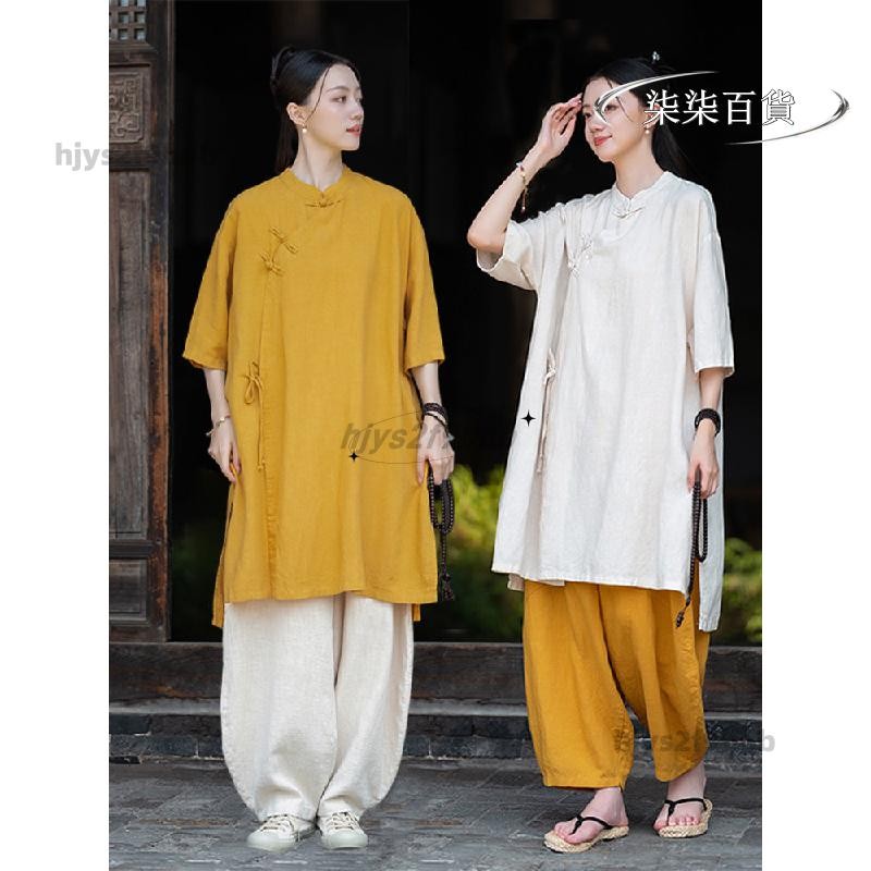 📌新品免運📌居士服女款佛系禪意素衣夏季新中式套頭長袍拜佛衣服高端修行禪服推薦修行服 居士服 禪修服 茶禪服 太極服唐裝女 | 蝦皮購物