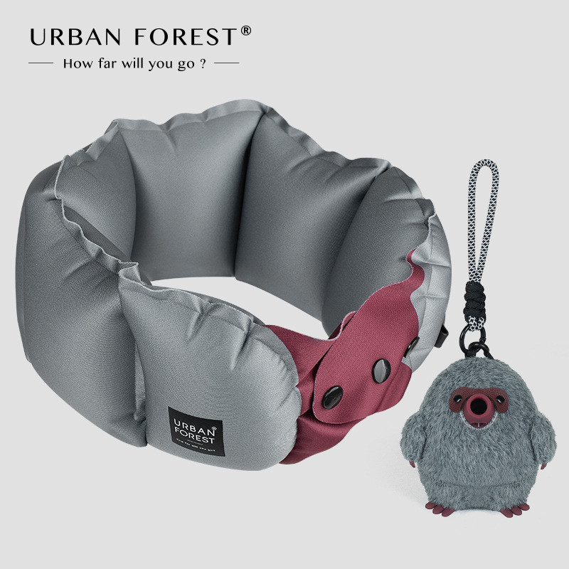 URBAN FOREST 首枕収納マスコットチャーム　ポンプ機能ぬいぐるみ　旅行 URBAN FOREST鼴鼠充氣枕飛機枕脊椎枕護頸枕u型枕頸枕便攜u形枕頭可收納