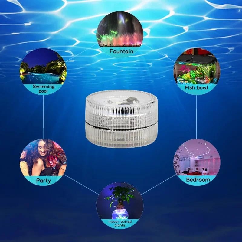 10 件裝電池供電 LED 水下燈遙控 16 色潛水燈 RGB 茶燈,用於除草聖誕情人節派對 | 蝦皮購物