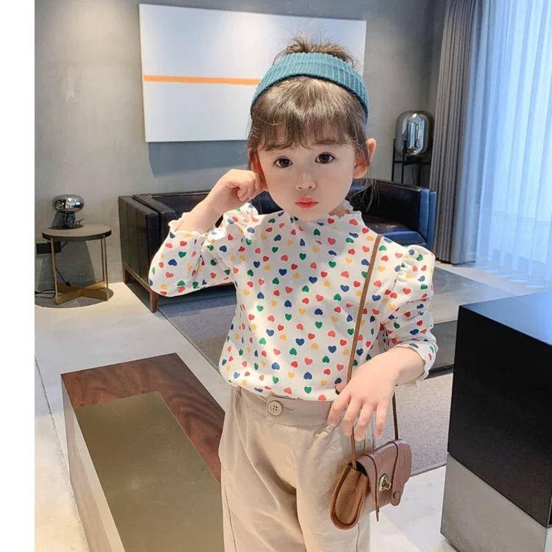兒童衣服 兒童上衣 幼童上衣 長袖童裝 女童春裝兒童打底衫春秋韓版洋氣寶寶長袖愛心上衣T恤潮 | 蝦皮購物