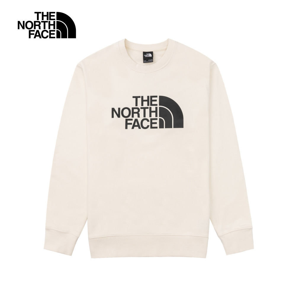 The North Face北面男款米白色品牌LOGO印花長袖大學T｜8AT7QLI | 蝦皮購物