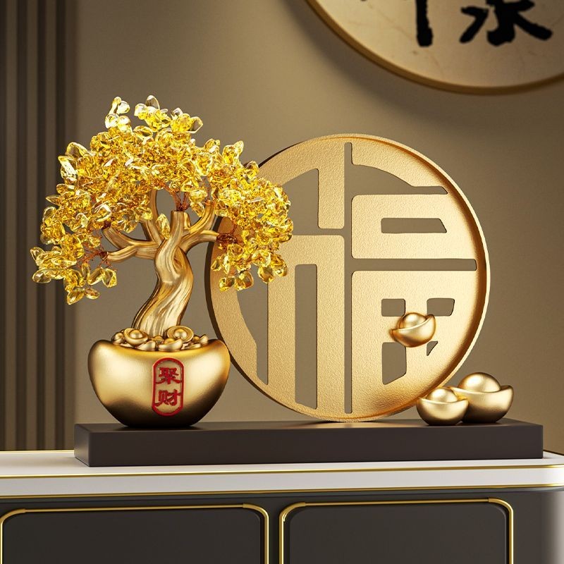 金元寶發財樹招財福字擺件新中式客廳酒櫃玄關裝飾品喬遷開業禮物 | 蝦皮購物