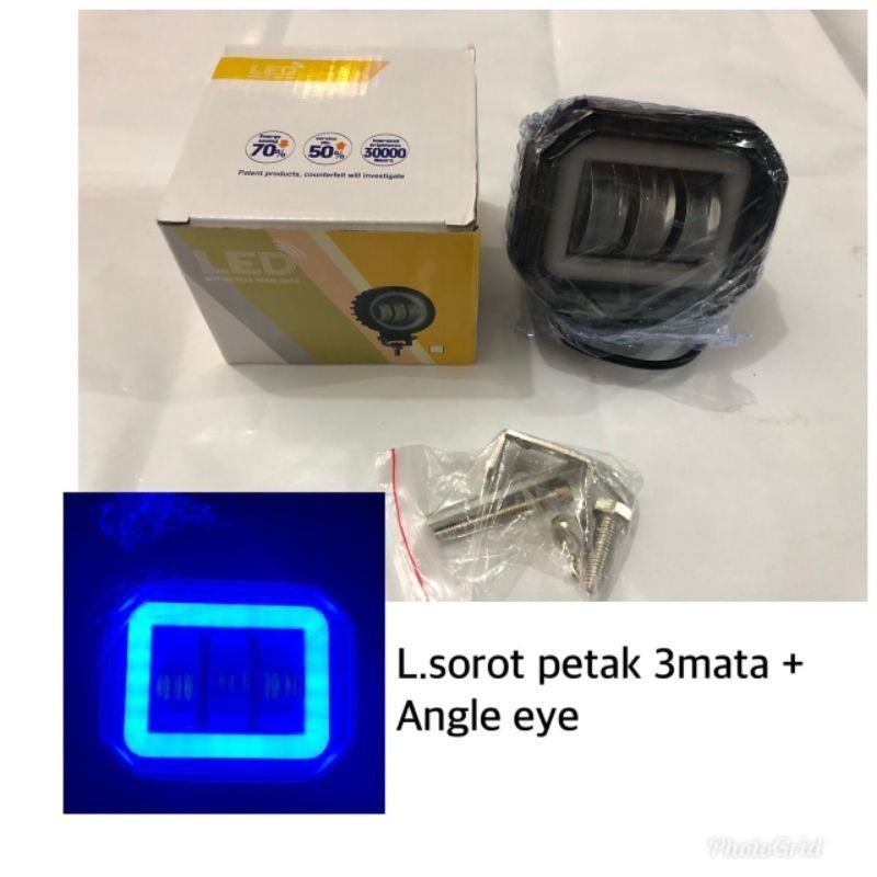MATA CAHAYA LED 聚光燈 3 眼天使眼摩托車車超亮方形 3 LED 惡魔之眼霧燈霧燈藍環霧燈白光卡車廂式扶 | 蝦皮購物