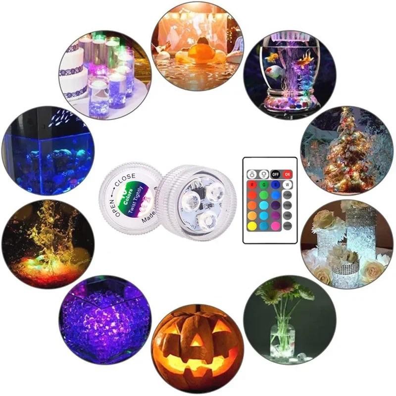 遙控潛水 3 LED 水下燈帶電池 RGB 夜燈適用於魚缸游泳池婚禮派對燈 | 蝦皮購物