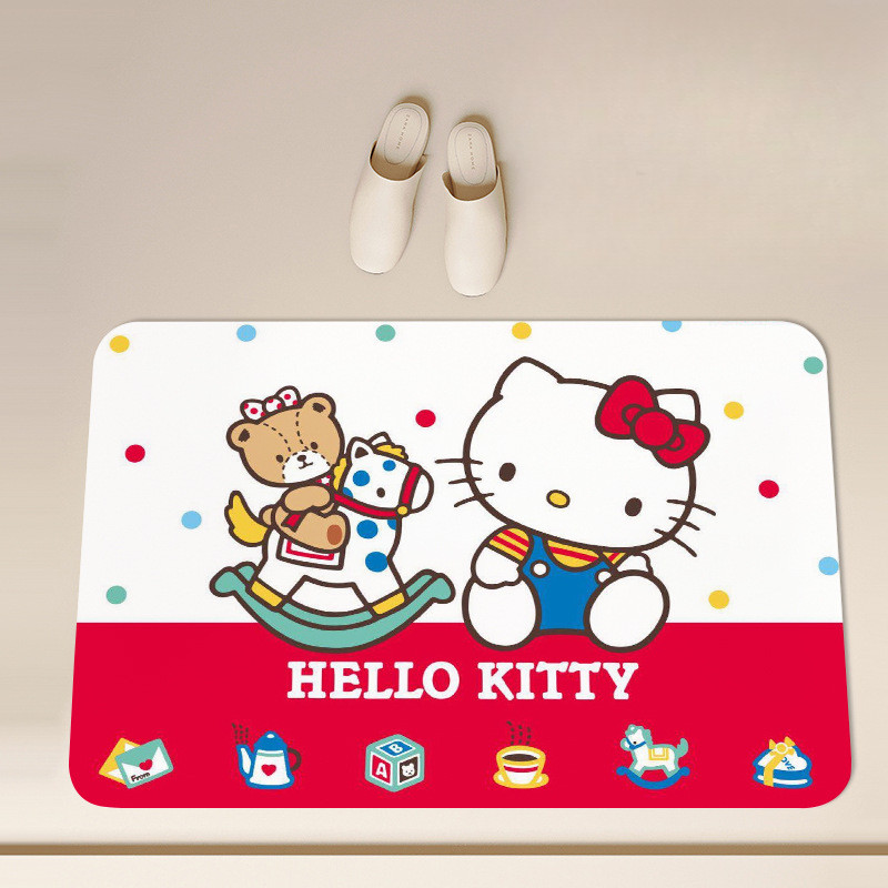 Suxi｜Hello Kitty硅藻泥吸水地墊 玄關地墊 浴室防滑腳墊 洗手間廁所門口可愛卡通軟墊 居家速乾腳踏墊 | 蝦皮購物