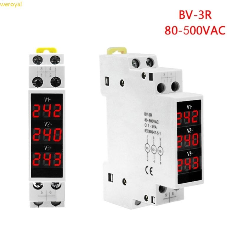 Weroyal 三相電壓表 Din Rail Mount AC80V-500V 迷你模塊化電壓表 | 蝦皮購物