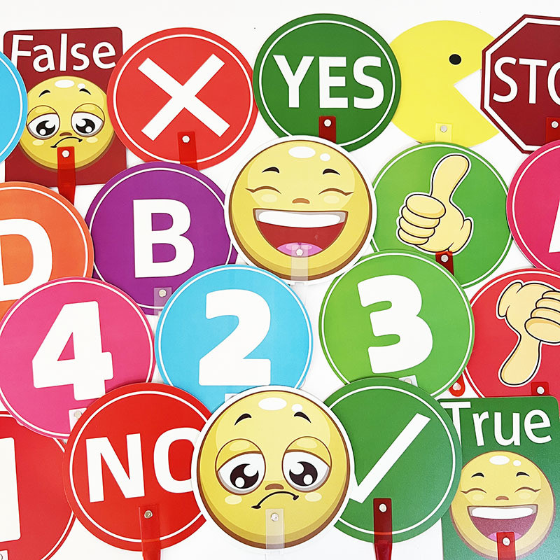 【現貨】英語 早教課堂 教師道具 小學生 搶答問題 手舉牌yesno對錯ABCD | 蝦皮購物