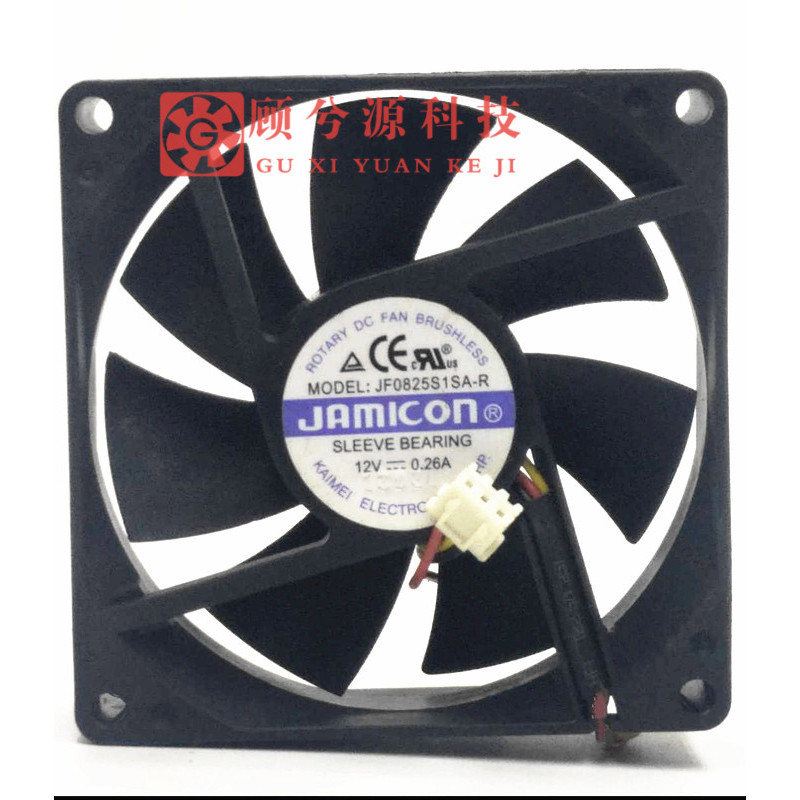 Ventola Di Raffreddamento JF0825S1SAPR 80x80x25mm, 12V 0.26A Con 3 Pin Per Inverter E Alimentatori