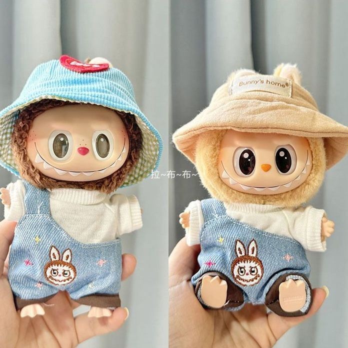 【僅衣服】二代labubu衣服 Labubu娃衣 拉布布搪膠坐坐派對牛仔背帶娃衣套裝 | 蝦皮購物