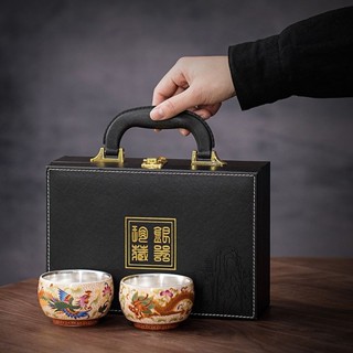 純銀 盃 206g 銀盃 箱付 銀盃 高檔全銀水杯999純銀保溫杯荷花足銀雪花銀盃保健銀盃子