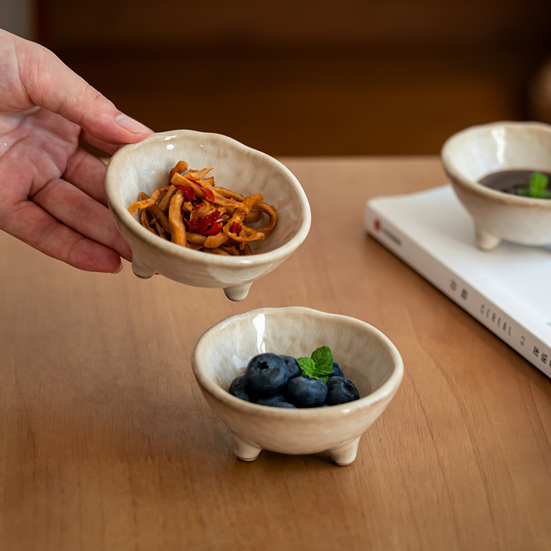 [Āmàn dá 精品]複古陶瓷味碟酒店餐館碟火鍋三足蘸料碟早餐餃子醋碟辣椒碟涼菜碟芥末蘸料碟精美藝術碟~ T1TZ | 蝦皮購物