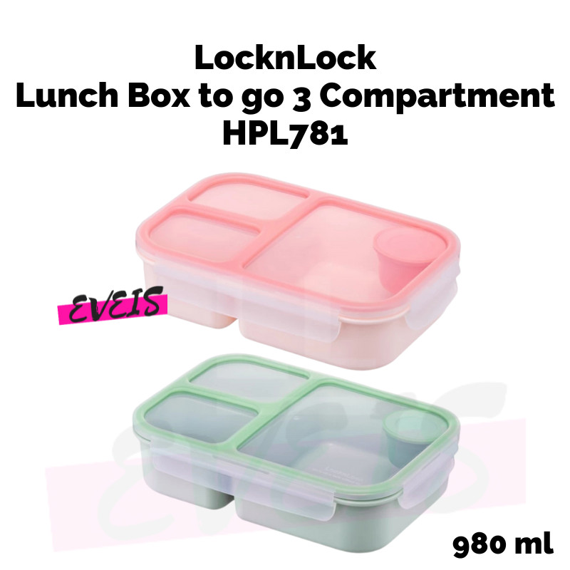 Locknlock 午餐盒外帶 3 隔層午餐盒帶分隔器 980ml HPL781 | 蝦皮購物