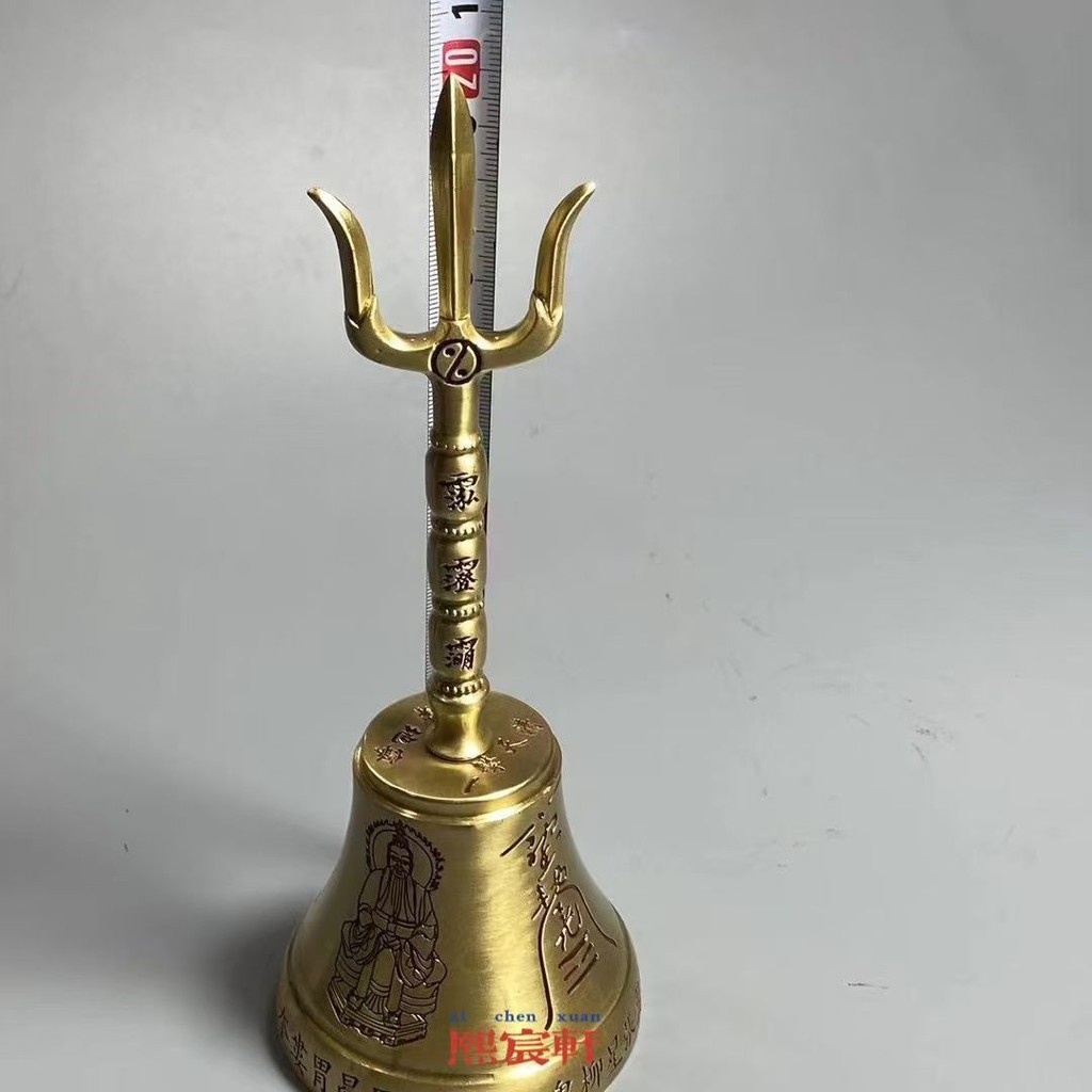 銅製 道家法器 銅鈴 法鈴 道鈴三叉手揺鈴 三清