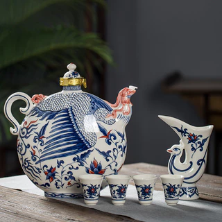 付け染めう(青花瓷酒壶） 青花蓮池魚藻文壺【受注生産】 寫シリーズ | by Art STORE