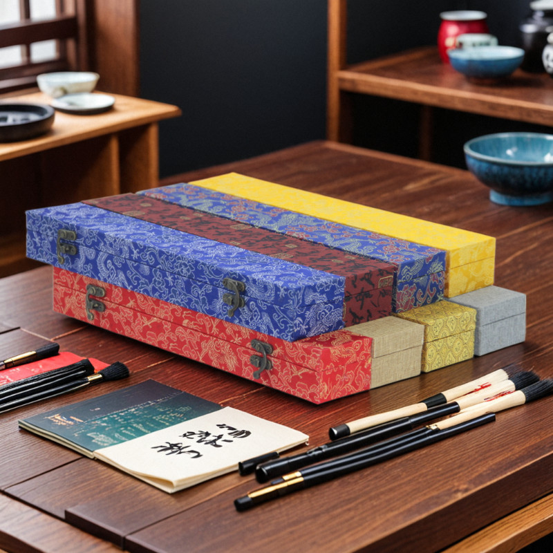 書畵錦盒 字畵盒木製捲軸禮品收納盒 內絨佈畵軸包裝盒 | 蝦皮購物