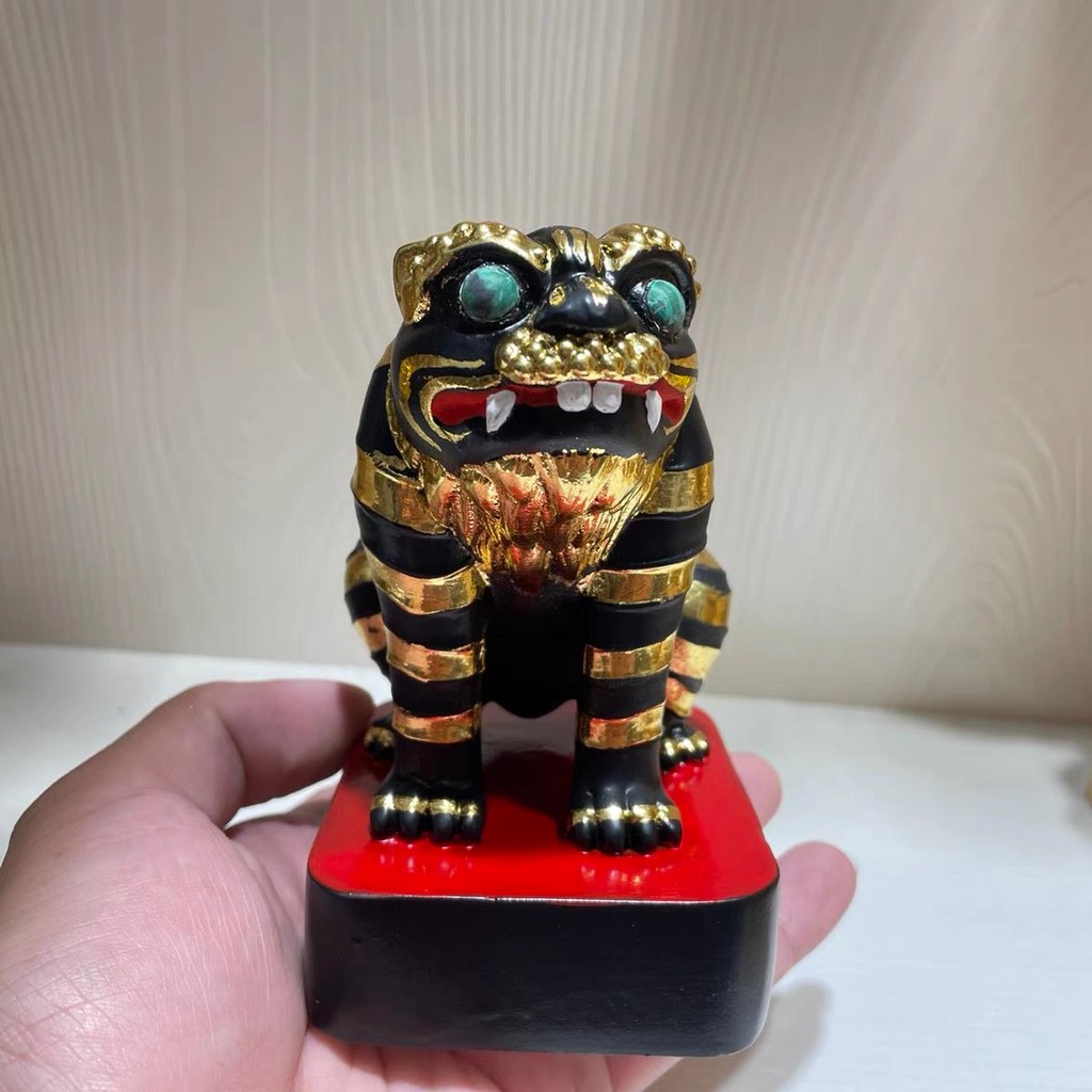 祥瑞閣]新款檜木木雕彩繪貼金虎爺擺件虎爺將軍下壇元帥金虎爺黑虎將軍