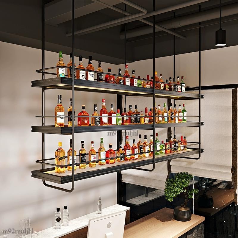 【免運】吧台吊架酒架酒水展示架悬挂式红酒柜餐厅饭店悬空吊柜酒吧置物架酒櫃 吊櫃 置物架 儲物架 架子 | 蝦皮購物