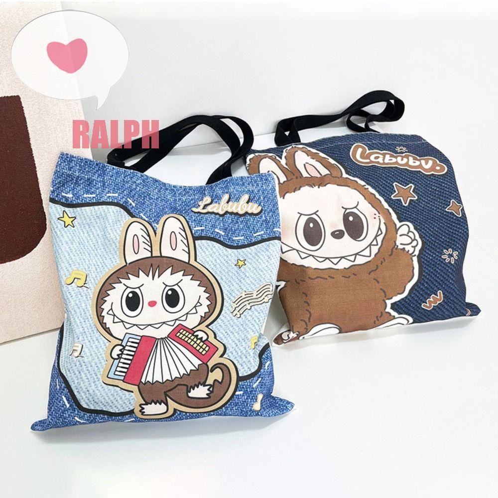 Ralph Labubu 帆布包,雙面印花大容量 Labubu 單肩包,可愛 Pop Mart Shopping Lab | 蝦皮購物