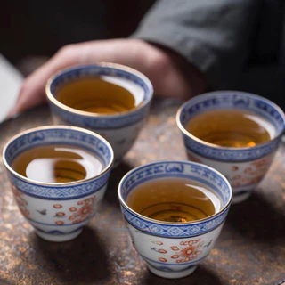 青花 玲瓏盃 茶盃 青花玲珑茶具价格报价行情- 京东