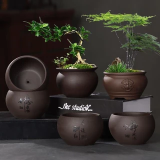 宜興 紫砂花盆栽 多肉植物盆 景盆 菖蒲盆 宜兴紫砂花盆君子兰花盆多肉菖蒲盆景花盆手工双色精品花盆
