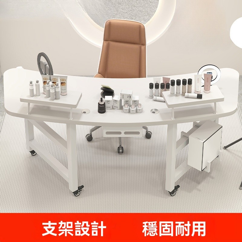 可移動直播桌子 主播用直播桌子 帶貨工作台 展示桌 台式電腦電競桌 帶滑輪直播展示檯 美甲桌 弧形桌 桌子 | 蝦皮購物