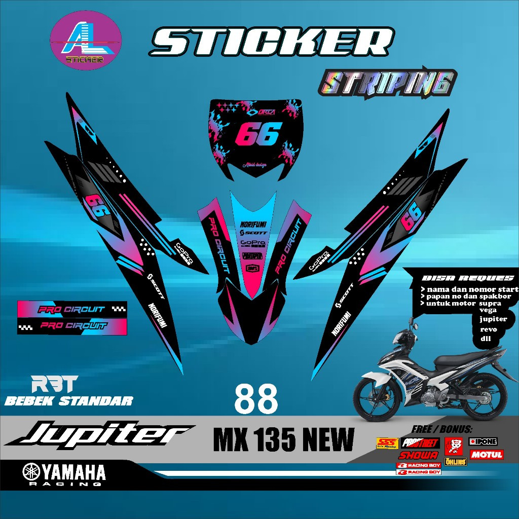 全身半貼花貼紙 RBT JUPITER MX 135 全新 rkt VEGA BEBEK MODIF SUPERMOTO | 蝦皮購物