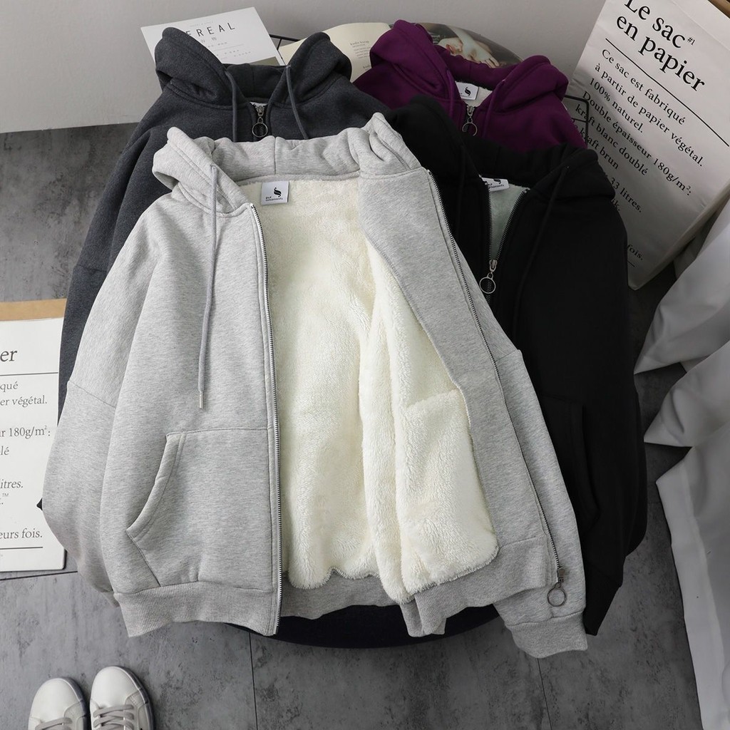 ［特價$259→$199］磨毛單色寬鬆連帽衛衣