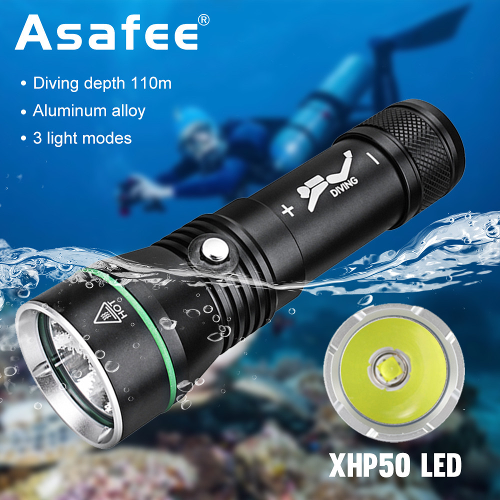 Asafee S3超亮專業潛水手電筒XHP50 LED水下浮潛水肺戶外釣魚便攜式魚叉式水下燈籠2000LM3檔防水補光燈 | 蝦皮購物