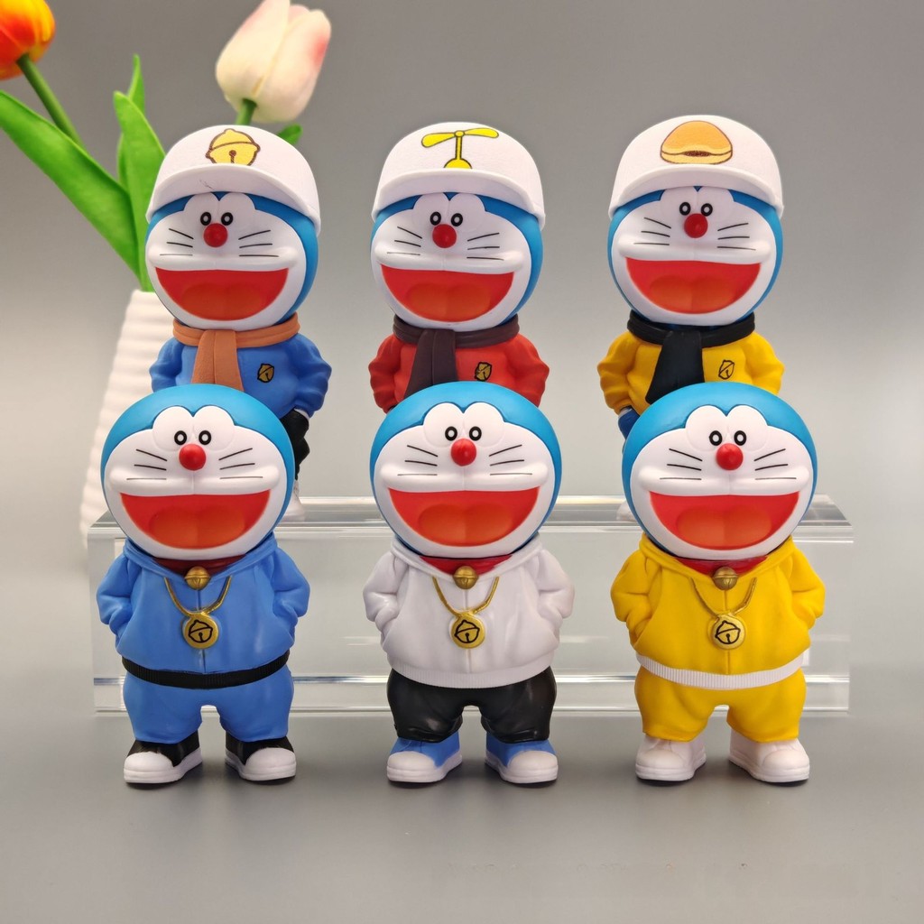潮玩公仔 6款潮服叮噹貓 手辦擺件 盲盒哆啦a夢叮噹貓 可愛卡通公仔 蛋糕裝飾娃 | 蝦皮購物